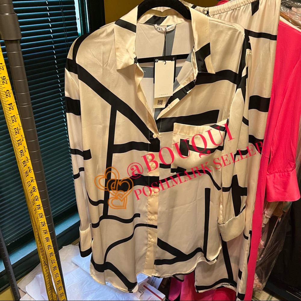 BLOGGERS FAV ZARA GEOMETRIC PRINTED LONG SLEEVES SHIRT - Picture 2 of 14